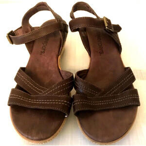 Timberland Earthkeepers Womens Leather Ankle Strap Sandals Sz 8 Brown Wedges